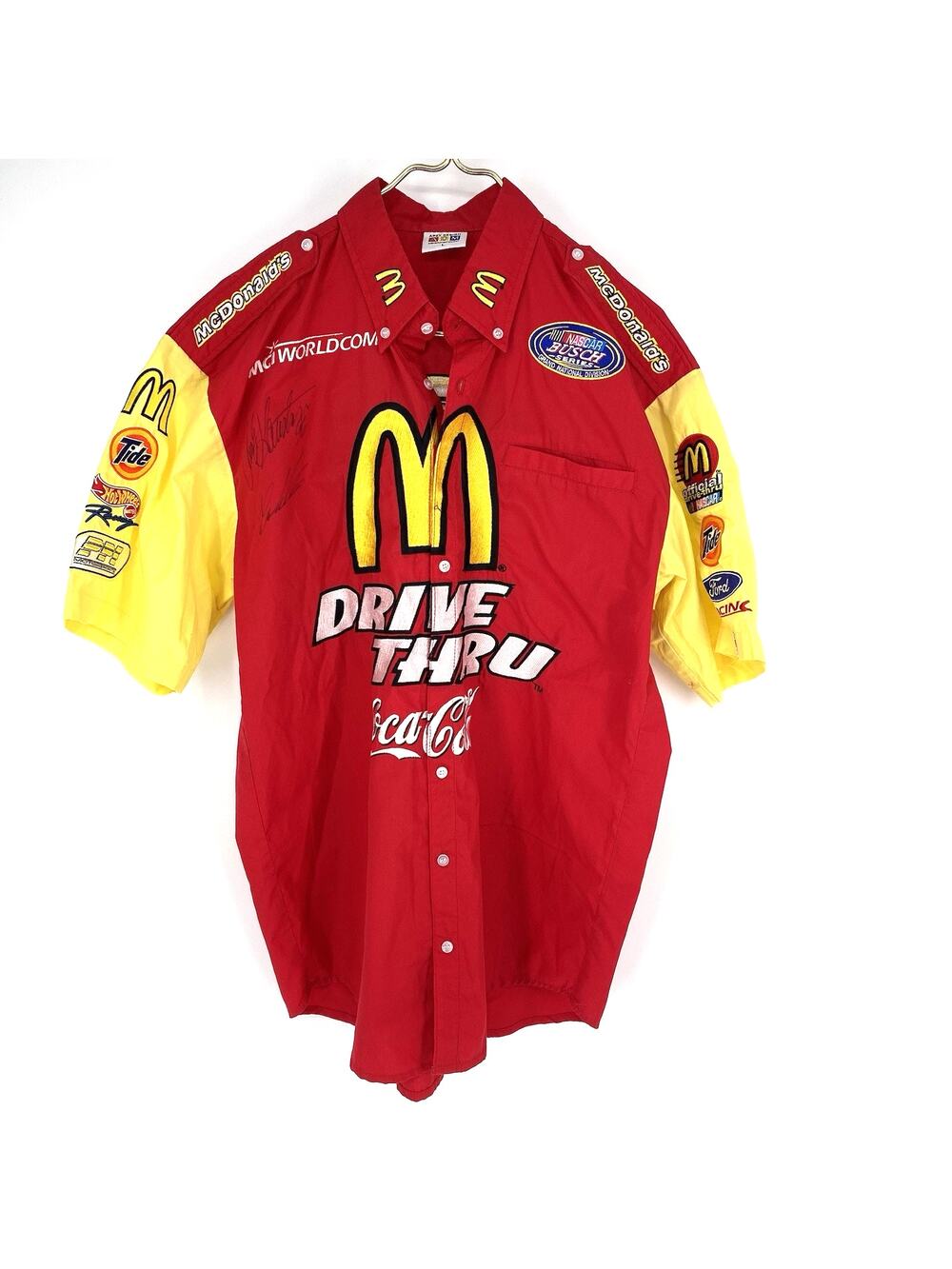 Vintage McDonalds NASCAR Racing Team Shirt Andy Houston Signed Mens L
